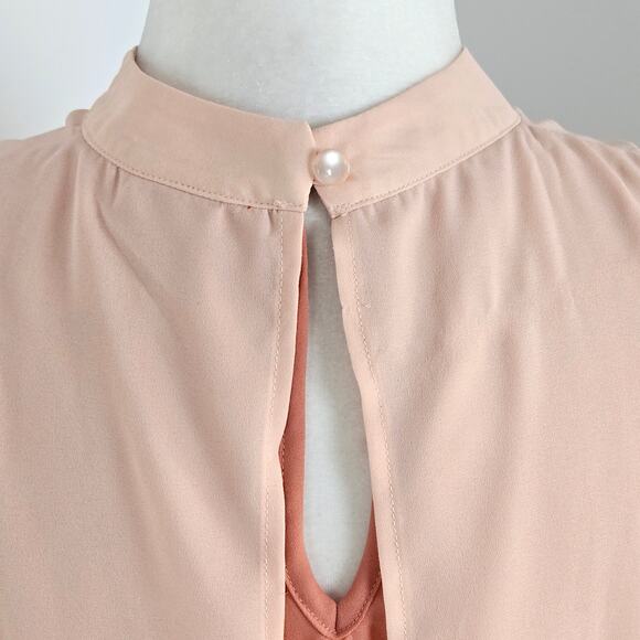 🎄 Daytrip EUC double layer sleeveless top Small Blush peach pink - Picture 7 of 15